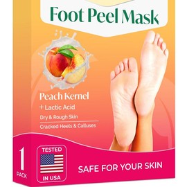 PLANTIFIQUE Peach Foot Peel Mask - Foot Mask for Dry Feet - Callus Remover - Foot Exfoliating Mask - Dead Skin Remover - Peeling -Dermatologist Tested:_1-pack