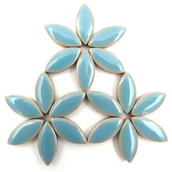 25 Tiles Ice Blue Petals Ellipse Ceramic Mosaic Tile Pieces