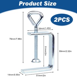Pack of 2 C Clamp Small C Clamps Screw Clamp Small C-Clamp Stainless Steel Maximum Clamping Degree 50 mm for Woodworking Clamps & Tensioners Welding Car Repair