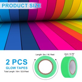 PATIKIL Glow in the Dark Gaffers Tape, 0.8 Inch x 32.8 Feet Colored Cotton Glow Tape Markers Fluorescent Glow in the Dark Tape Stickers for Party Decorations, Green