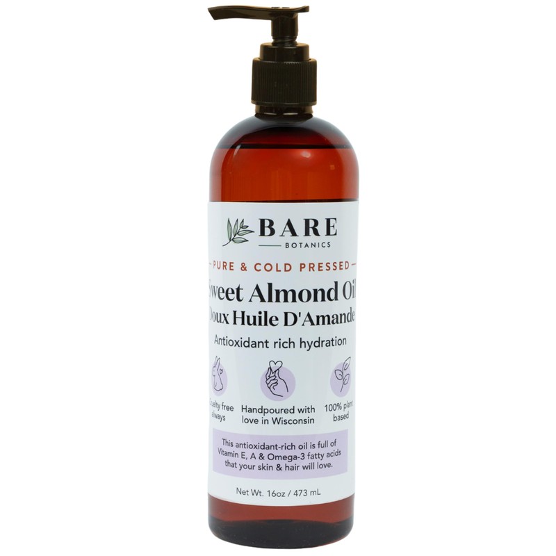 BARE BOTANICS Aceite Corporal De Almendras Dulces 100 Puro, 473