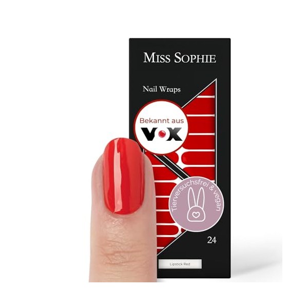 Original Miss Sophie Nagelfolien Lipstick Red I 24 ultra-dünne Nagellack-Streifen