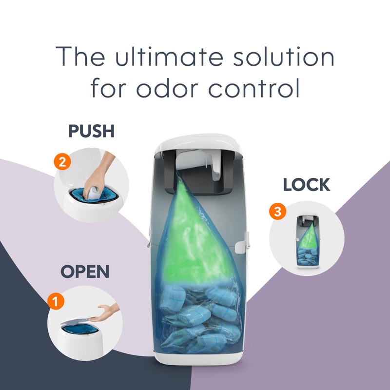 Diaper Genie Compact Pail Includes 1 Starter Square Refill That