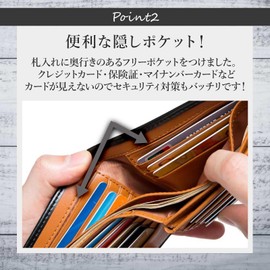[Legare] with Hidden Pockets, Genuine Leather, Bifold Wallet, Many Pockets for Cards, 5 Colors, Christmas Gift - orange -