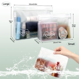 TT·SSTIE 8 Pack Clear Toiletry bags, TSA Approved Quart Size Zipper Bags, PEVA Material Leakproof Travel Makeup Cosmetic Bags, Carry on Airport Airline Compliant Bags for Wome&Men