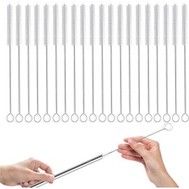 20 Piezas Limpia Popotes (25 cm x 12 mm),Cepillos de Limpieza para Popotes,Acero Inoxidable,para Termos, Botellas, Cafeteras y Tubos, Limpieza Profunda Sin Rayaduras