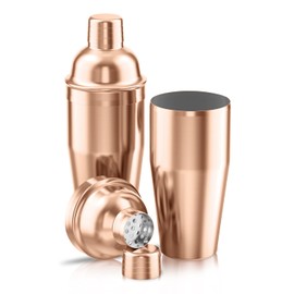 Cocktail Shaker,24 oz Martini Shaker,Food Grade Stainless Steel Martini Mixer Built-in Strainer,Drink Shaker by LUCKYGOOBO,Bartender Kit Gifts. (Rose Gold)