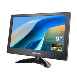 9 Inch Small Monitor Built-in Speakers, Mini Monitor 1280 x 720, HDMI VGA Input 60 Hz 3ms IPS Screen Display, Security Display for Raspi CCTV Camera Car HDMI VGA Input Metal Shell