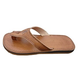 LaRocco Ledersandalen Zehenring Zehentrenner Zehenschlaufe Echtleder Sandalen 21.a.b. (48, Beige)