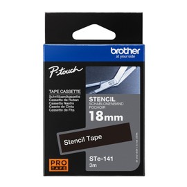 Brother STe-141 Labelling Tape Cassette, 18 mm (W) x 3 m (L), Stencil Tape, Brother Genuine Supplies