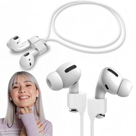 ENBRWAS Magnetic AirPods Strap - Anti-Lost Cord for AirPods 4 &1/2/3 & Pro - Colorful Soft Silicone Sports Lanyard -Neck Rope Cord-Headphone Lanyard-Airpod Accessories (WHITE01)