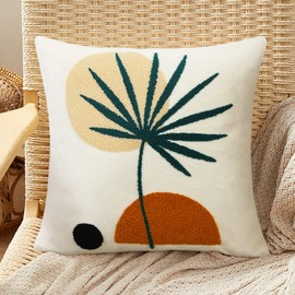 Merrycolor Boho Throw Pillow Covers 18 X 18 Textured Mid Century Modern Throw Pillow Covers Abstract Bohemian Aesthetic Decorative Pillows for Couch Bed Sofa Living Room 1PC