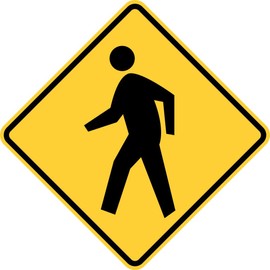 Vinyl Stickers - Bundle - Safety and Warning & Warehouse Signs Stickers - Pedestrian Crossing (a Fluorescent Yellow-Green Background May be Used with This Sign) - 3 Pack (3.5" x 5")