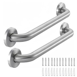 Stainless Steel Bathroom Safety Shower Grab Bar, Anti Slip Bathtubs Grab Bars,Toilet Assist Saft Handle Handrail ADA Compliant 500lbs for Handicap Elderly Senior (Brushed, 12 Inches 2 Pack)