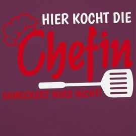 Shirtracer - Apron - Cooking Apron - Damen 1 - Hier kocht die Chefin gemeckert wird nicht, 2 aubergine