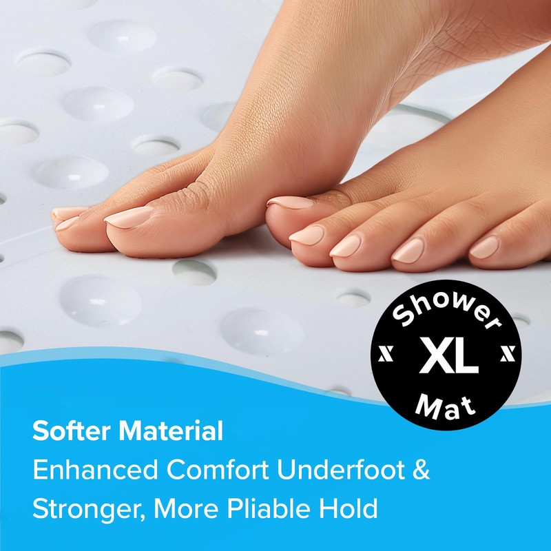 SlipX Solutions 27" Oversize Square Shower Mat, Non-Slip Mat for
