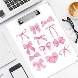 APJYM Pink Coquette Bow Clipboard with Storage for Office Desk, Preppy Girly Pink Aesthetic Padfolio with Clipboard for Nurses Teachers Students Supplies, 12.6 x 9.3 in