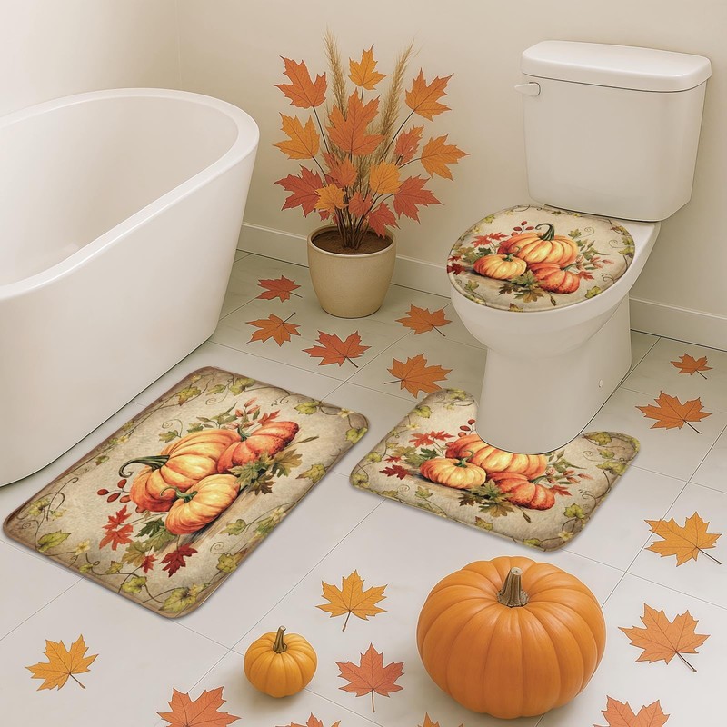 Tayney Bathroom Sets with Shower Curtain and Rugs, 4 Pcs,