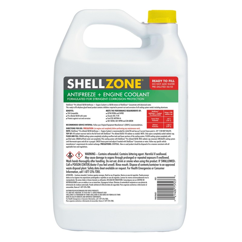 Shellzone 50/50 Pre-Diluted Antifreeze + Coolant (1 Gallon, Single Pack)
