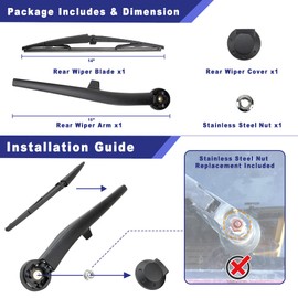 Shopauto Rear Windshield Wiper Arm Blade Assembly Compatible with 2006-2010 Jeep Commander Rear Window Wiper Kit, Replacement 5174877AA, 05174877AA, 55156514AB, 05174876AA