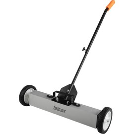 Magnetic Sweeper with Wheels - 24-Inch Rolling Nail Magnet Tool - Magnetic Pickup Tool with Adjustable Handle and 30 to 50-Pound Capacity by Stalwart