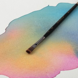 New York Central Oasis Synthetic Premium Hand-Made Watercolor Brush - Flat 1/4" - Ergonomic Birch Wood Short Handle, Split-Proof Point Designed to Outperform Natural Hair