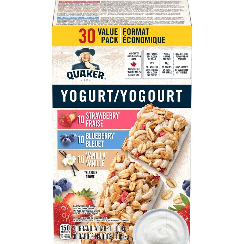 Quaker Yogurt Granola Bars, Strawberry, Vanilla, & Blueberry Variety Pack,