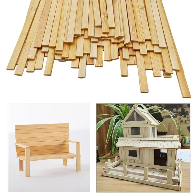 Anktily 100 Pieces Long Natural Bamboo Sticks, 0.9cm x 0.3cm,