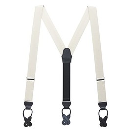 SuspenderStore Men's IVORY Bangkok Silk Suspenders - Button