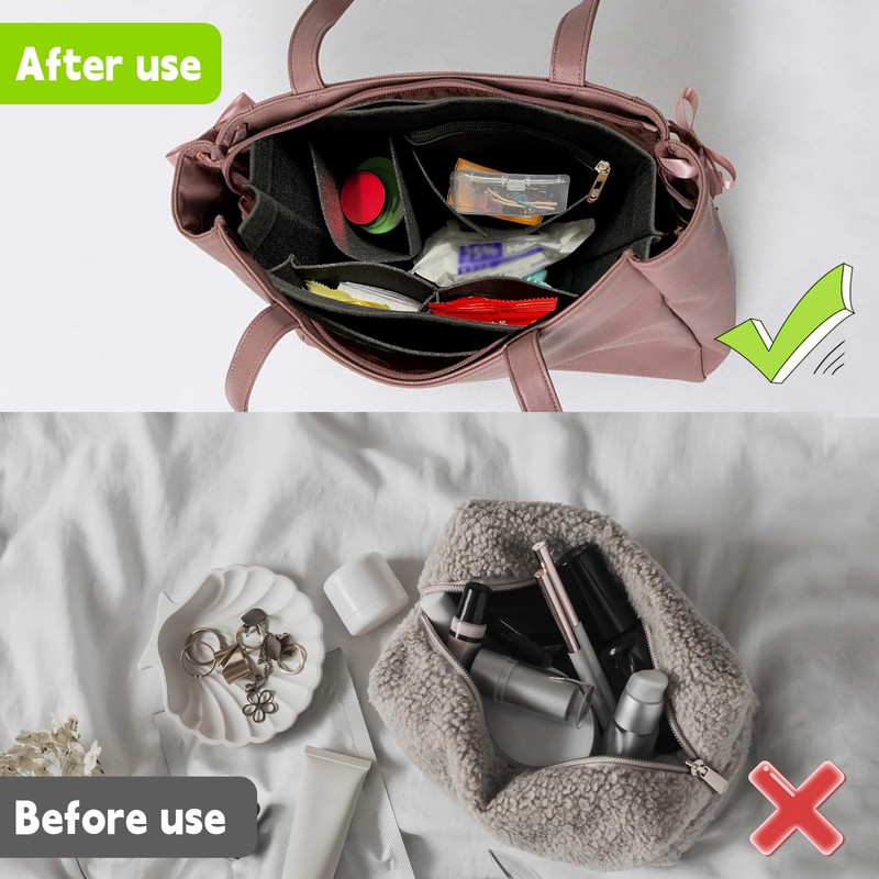 ARWIG Bag Organiser, Felt Bag Organiser Tote Bag Organiser Multi-Pocket