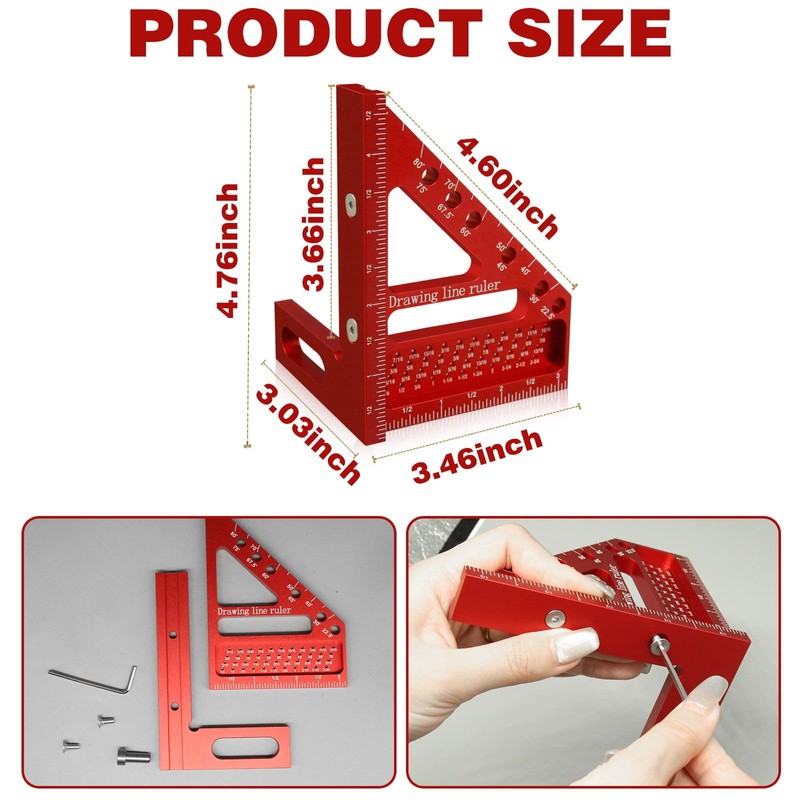 3D Multi Angle Measuring Ruler, Carpenter Square High Precision Square