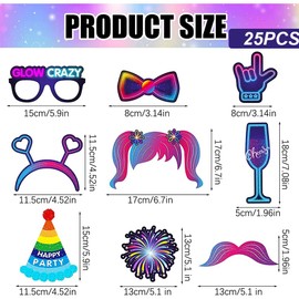 ZOOMPIL Party Glow Photo Box Props, Party Photo Booth Props, 25 Pieces DIY Photo Props, Decorations Photo Props for Carnival, Wedding, Birthday, Glow Party, Party Accessories