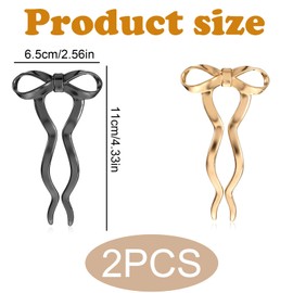 ASOMI 2 Stück französische Bogen Haargabeln im Vintage-Stil für Damen, Groß U-förmige Hochsteckfrisuren-Haarnadeln aus Metall für langes, dickes Haar (gold, schwarz)