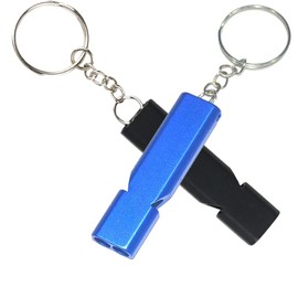 Qtopun Emergency Survival Whistle, 12 Packs Outdoor Loudest Aluminum Whistles Double Tubes Slim Rescue Whistle for Swimming Training Camping Hiking, Hunting, Boating