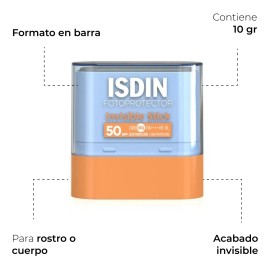 Isdin Fotoprotector En Barra Acabado Invisible Spf 50, 10gr