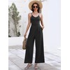 ANRABESS Women Jumpsuit V Neck Spaghetti Strap Wide Leg Jumper