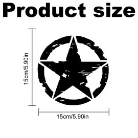 Pack of 2 Car Stickers, 15 cm Sticker Stars Black, 4x4 Off Road Army Star Military Destroyed Military Star US Army Sticker for Car or Motorcycle