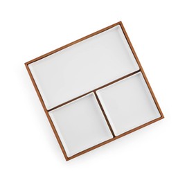 Nambe Duets Bento Box | Japanese Traditional Lunchbox Platter | 3 Compartments for Serving Food at Restaurant or Home Tray | Serving Dishes | Made of Acacia Wood and Porcelain