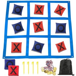Giant Tic Tac Toe Bean Bag Toss Outdoor Games for Kids Adults Family-4X4FT Large Lawn Yard Carnival Field Day Games, Beach Backyard Camping Outside Family Reunion