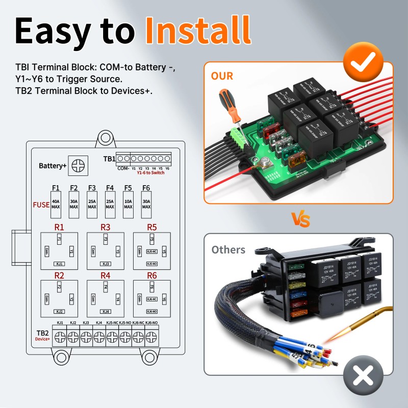 12V 6 Way Fuse and Relay Box PCB Module with