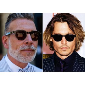 WONAVEHY Sunglasses Men Women Unisex Retro Sunglasses for Men Women Pirate Captain Johnny Depp Vintage Round Style Tinted Sunglasses for Men Women, black