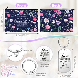 Hoolerry 3 Pieces Christian Gifts for Women, Religious Birthday Gifts for Women, Spiritual Gifts for Women, Mothers Day Gifts, 20 oz Tumbler Keychain and Makeup Bags(Lovely)