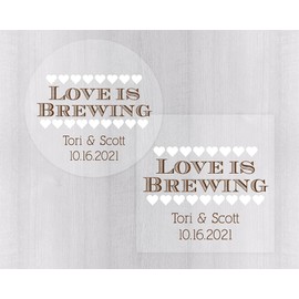 Love is Brewing Clear Favor Stickers for Weddings or Bridal Showers (#205-C)
