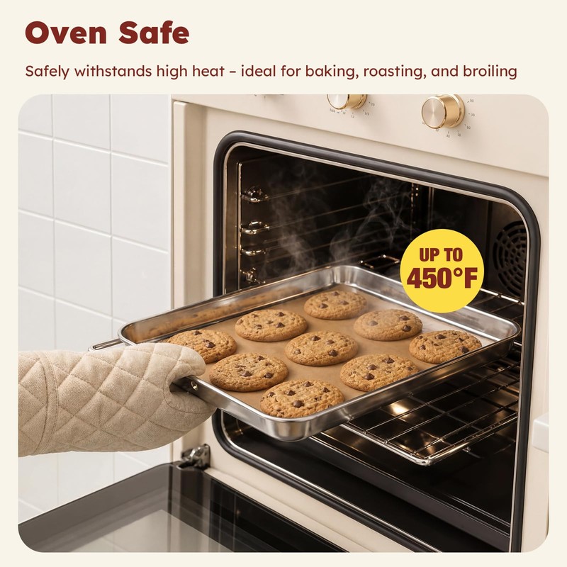 Baking Sheet Set of 3: Stainless Steel Cookie Sheets for