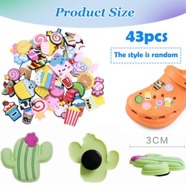 DJFOG 43-Piece Fun Food & Fruit Themed PVC Shoe Charms - Versatile Charms for Crocs - Colorful, Durable Decor Accessories for Shoe Personalization