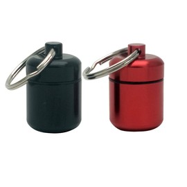 FAYALA 2 Packs Aluminum Pill Bottle Box and Min Aluminum Pill Container Holder Metal Pill Box Case (red and Gray)