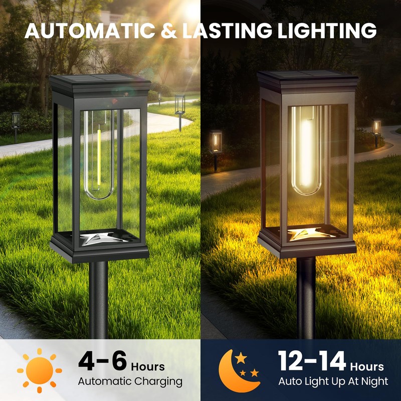 Upgraded Square Solar Pathway Lights Outdoor 8 Pack, IP65 Waterproof,