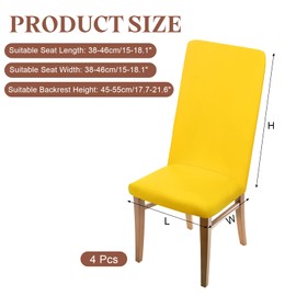 sourcing map 4Pcs Dining Room Chair Covers, 45-55cm Soft Stretch Removable Parson Chair Slipcover Seat Protector Cover for Home Kitchen Hotel Restaurant, Yellow