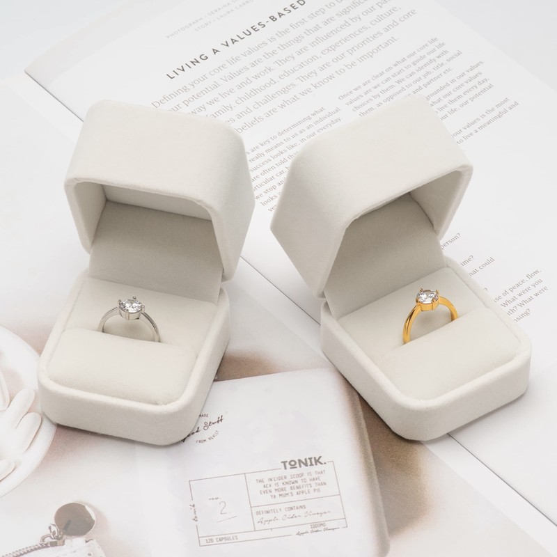 POKOFO Classic Velvet Engagement Ring Box Earring Jewelry Case Gift