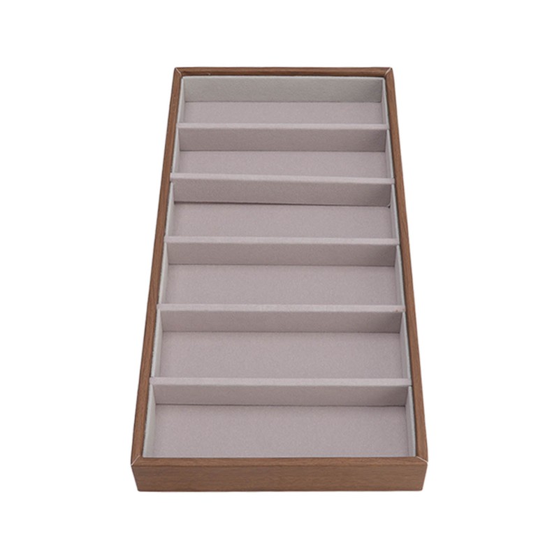 Eyeglass Display Organizer Wood Grain 6 Compartments Glasses Display Tray